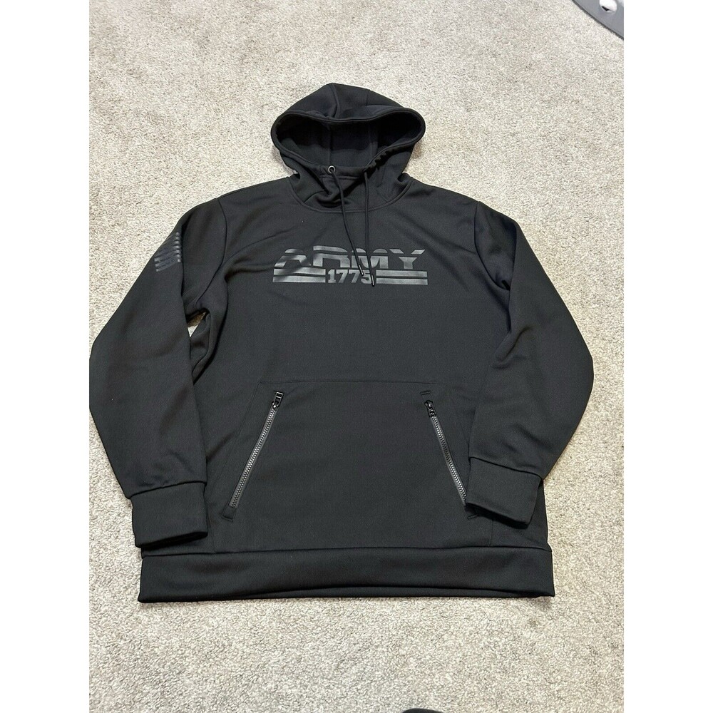 Army Hoodie Mens Large Black Performance American Flag Pullover Sweatshirt